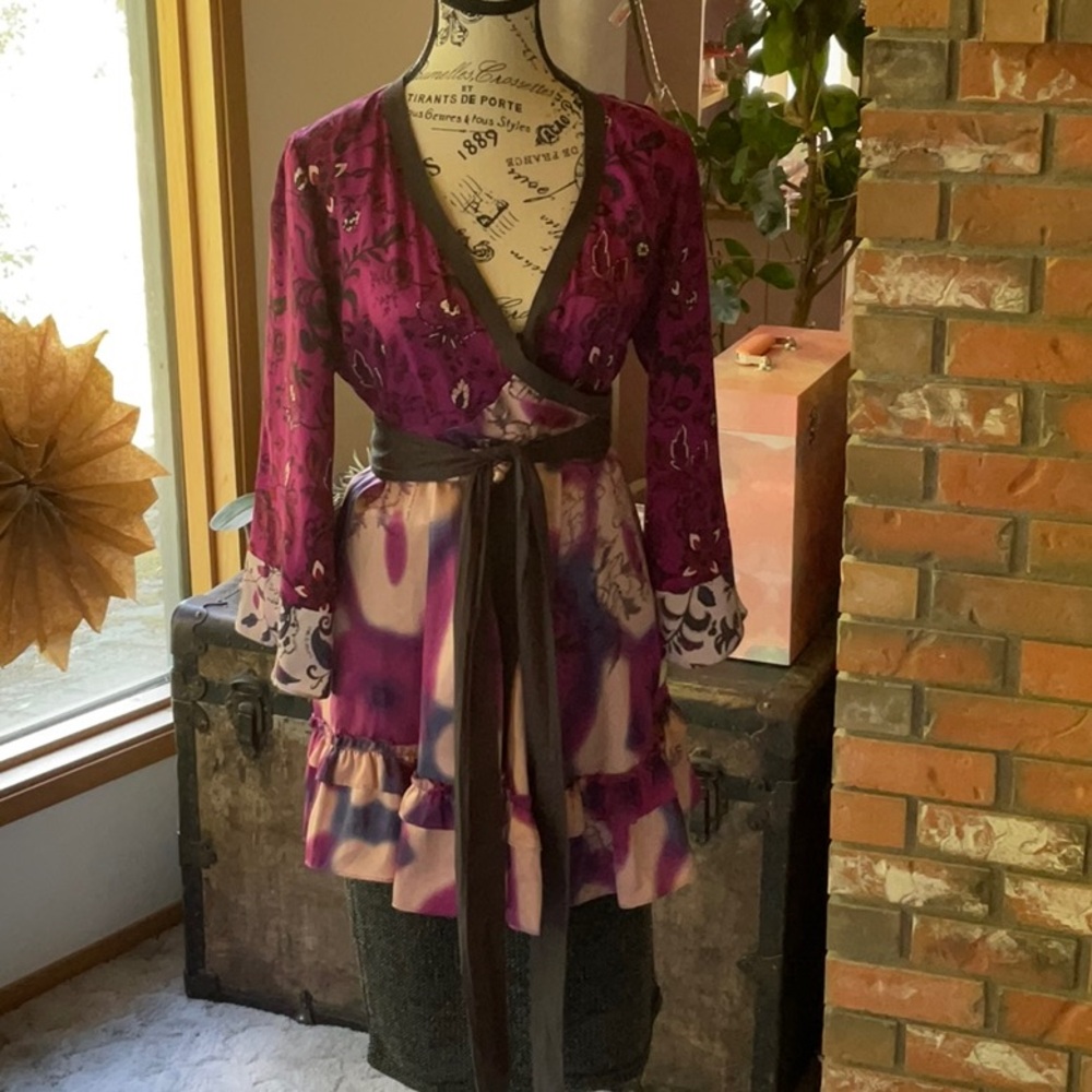 Odd Molly silk wrap top M